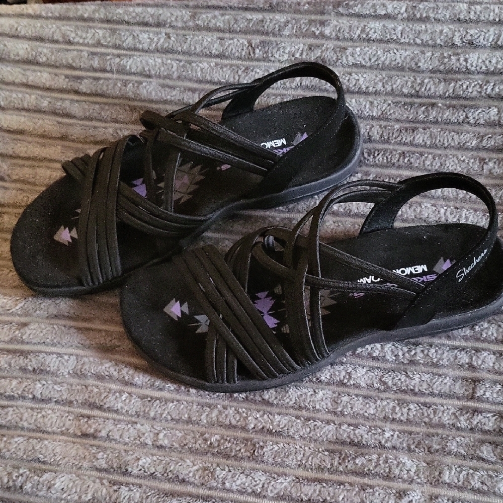 Skechers Women's Black Strappy Sandals - Picture 2 of 4